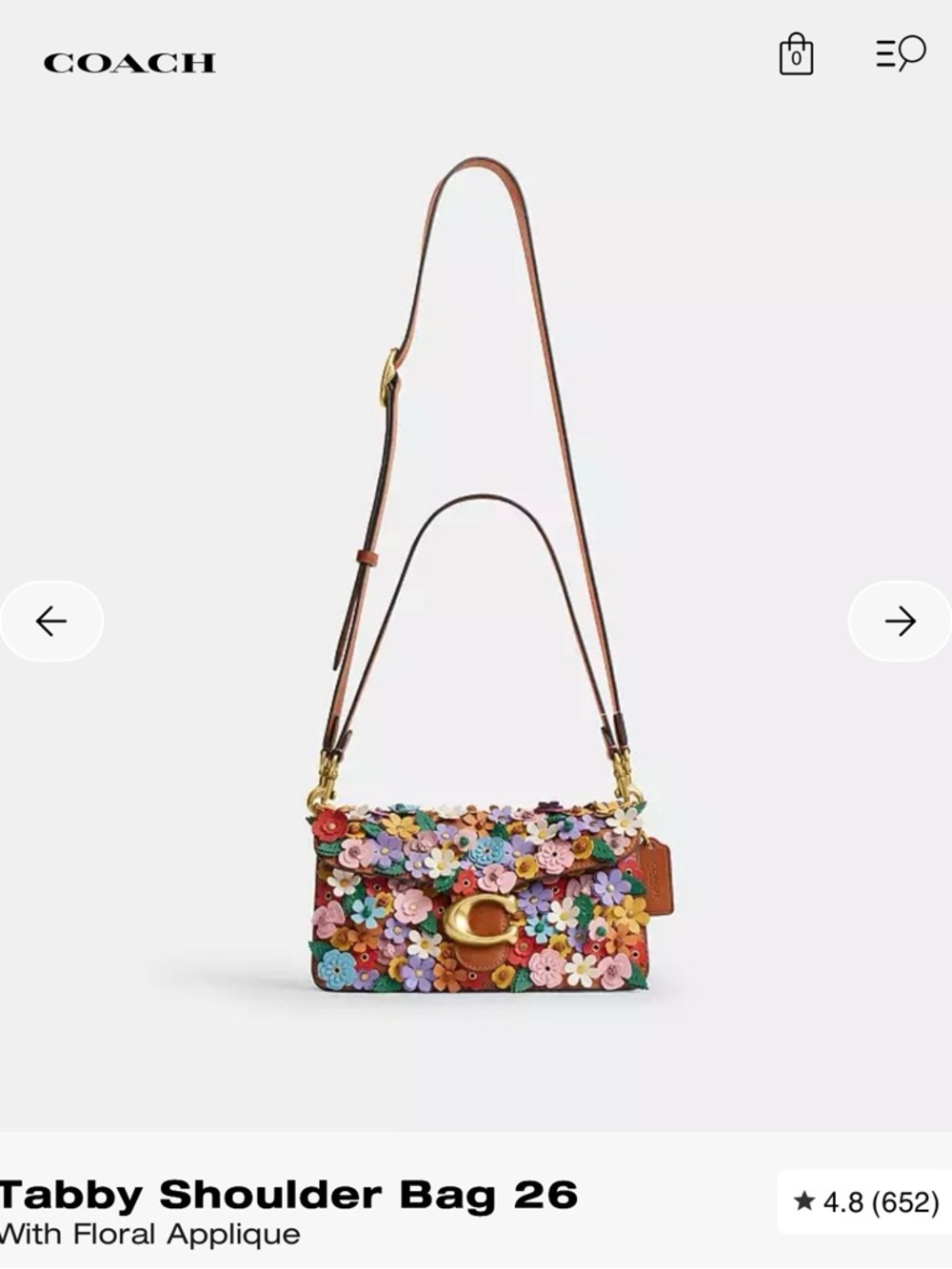 Coach Tabby Shoulder Bag 26 With Floral Applique NWT Factory Packaging - Picture 13 of 13